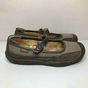 Keen Canvas Mary Jane Shoes Womens 8 Brown Canvas Adjustable Strap Slip On